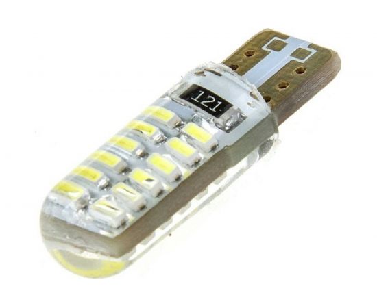 Автолампа диод SKYWAY T10, 12V, 24 SMD, диодов 1-контакт, без цоколя, белая, габариты, номер S08201112 