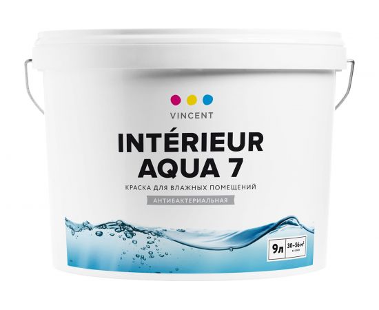 Краска VINCENT INTERIEUR AQUA I 7 для влажных помещений, шелковисто матовая, база A 9л 092-100 