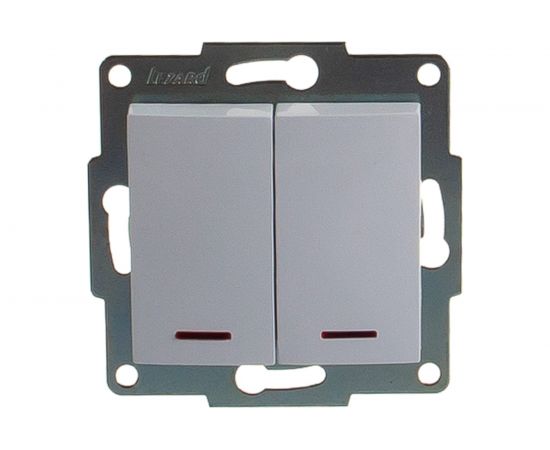 Двойной выключатель с подсветкой LEZARD KARINA белый 707-0288-112 