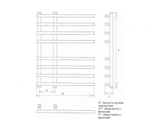 Полотенцесушитель Двин L primo 60/15/55 1-3/4-1/2 Универсальный К3 72108003 – изображение 2
