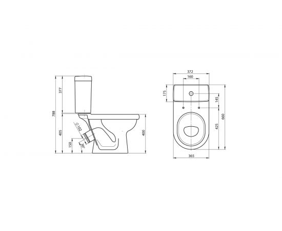 Унитаз-компакт Santeri Визит, косой выпуск, 1-режим, сиденье полипропиленовое, Воротынск 439514 – изображение 2