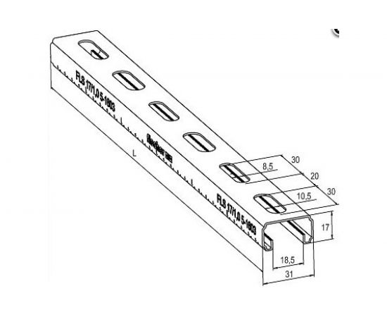 Монтажная шина fischer FLS 17/1,0-3m 17x31 1 шт. 538754 – изображение 2