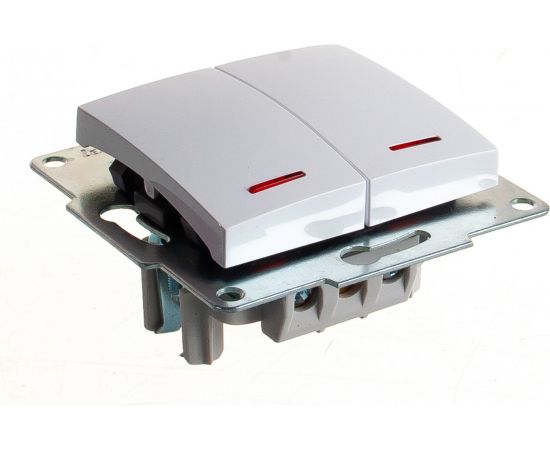 Двойной выключатель с подсветкой LEZARD KARINA белый 707-0288-112 – изображение 2