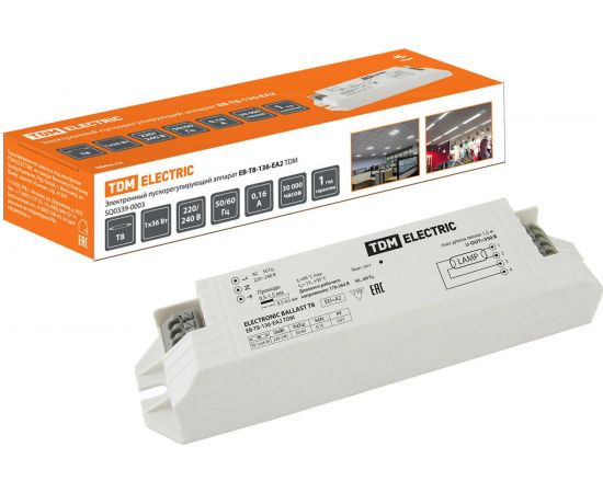 Электронный пускорегулирующий аппарат | дроссель TDM EB-T8-136-EA2 SQ0339-0003 – изображение 2