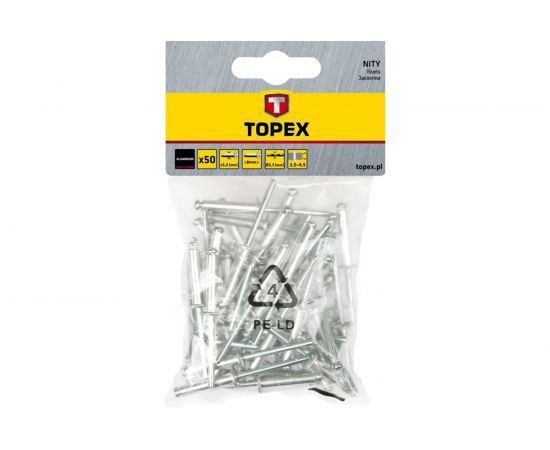 Алюминиевые заклепки TOPEX 50 шт. 43E504 – изображение 2