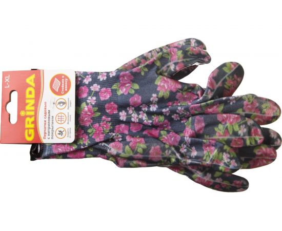 Садовые перчатки с прозрачным нитриловым покрытием Grinda черные, р. L-XL 11297-XL – изображение 2