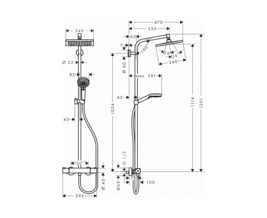 Душевая система HANSGROHE 27271000 Crometta Е 240 1jet Showerpipe 00000048373 – изображение 3