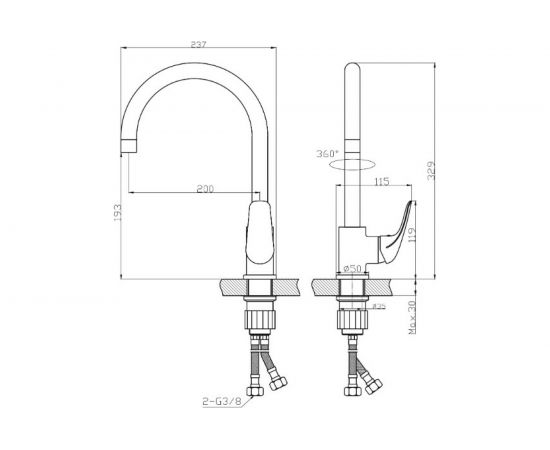 Смеситель для кухни TOKITO с высоким изливом TOK-KIT-1013 – изображение 6