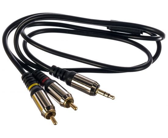 Кабель Cablexpert аудио, 3.5 джек/2хRCA, 1м, блистер, черный CCAB-02-35M2RM-1MB 