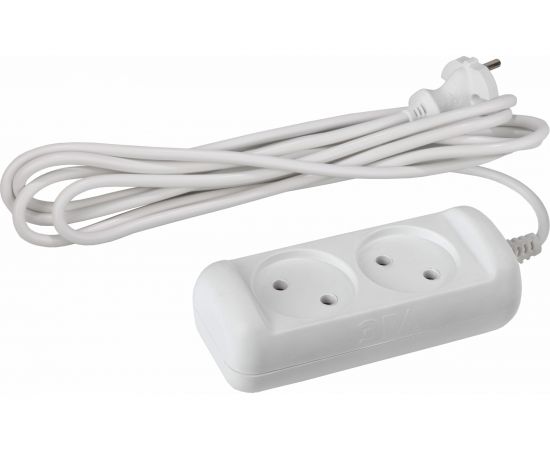 Удлинитель ЭРА U-2-3m Россия без зазeмления, 2х1мм2, 10А, ПВС, 2гн, 3м Б0028360 