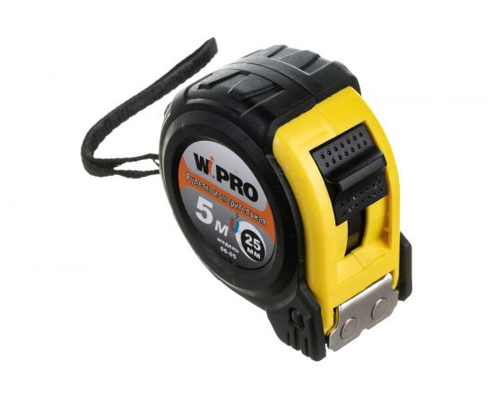 Рулетка WIPRO 5 м*25 мм, АБС-пластик + магнитный упор + резина, толщина 0.115 мм 06-05 