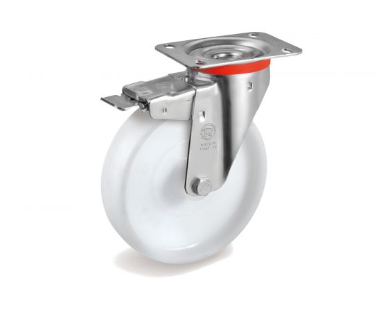 Колесо с вращающейся опорой, пластиной крепления и передним тормозом (125 мм; 220 кг) Tellure rota 686803 