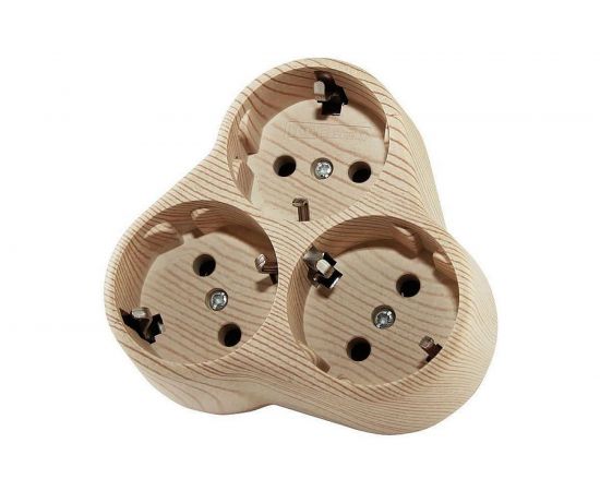 Блок на 3 гнезда TDM 2П З, круглый, 16А, 250B, Эко, сосна SQ1806-0077 