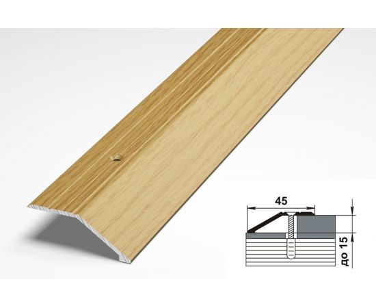 Порог разноуровневый алюминиевый декоративный (45 мм, 1,8 м, Дуб светлый) ЛУКА 00000001910 – изображение 2