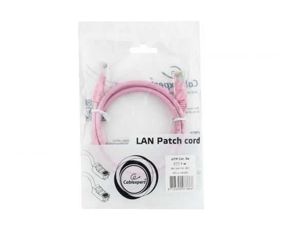 Патч-корд Cablexpert UTP PP12-1M/RO кат.5e, 1м, литой, многожильный розовый PP12-1M/RO – изображение 3