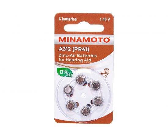Слуховая батарейка Minamoto A312 PR41, 6 card 88312 – изображение 4