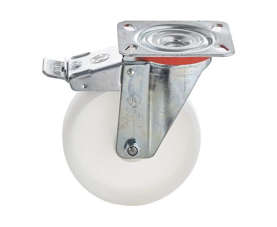 Колесо с вращающейся опорой, пластиной крепления и передним тормозом (125 мм; 220 кг) Tellure rota 686803 – изображение 5