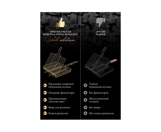 Универсальная решетка-гриль BOYSCOUT, большая GOLD 61909 – изображение 8