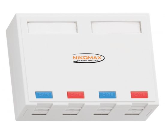 Корпус настенной розетки NIKOMAX 4 порта, белый NMC-MB4P-ST-WT 
