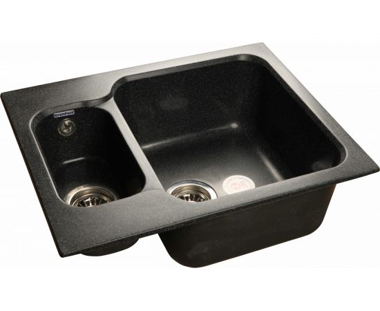 Мойка GRANFEST STANDART GF-S-615K мрамор, 1.5 чаши, 612х495 мм, черный S-615 K чер 