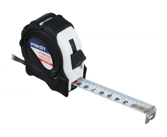 Рулетка РОКОТ с обрезиненным корпусом 5мх19мм, 3 фиксатора 658-038 