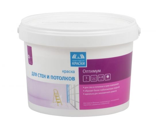 Краска для стен и потолков Ленинградские краски в/д оптимум 3 кг 19007 