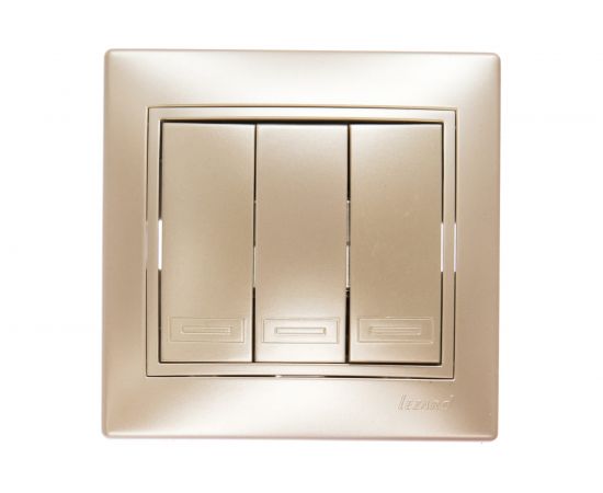 Тройной выключатель Lezard MIRA, жемчужно-белый перламутр, со вставкой, 701-3030-109 