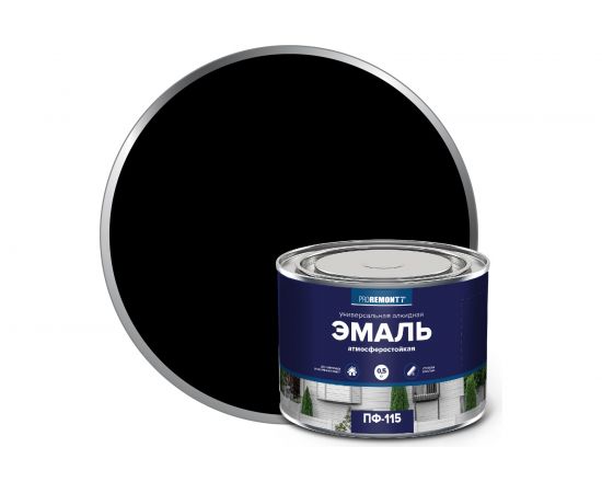 Эмаль PROREMONTT ПФ-115 черная, 0.5 кг Лк-00009788 