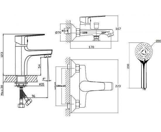 Набор смесителей Orange Loop черный матовый, с душевыми аксессуарами M26-311b – изображение 13
