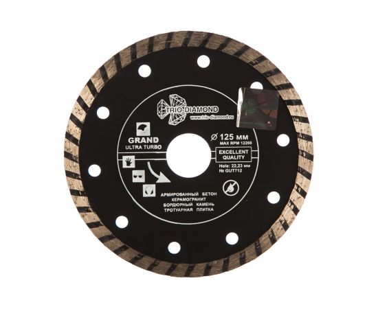 Диск алмазный отрезной Турбо Grand hot press (125х22.23 мм) TRIO-DIAMOND GUT712 – изображение 2