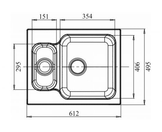 Мойка GRANFEST STANDART GF-S-615K мрамор, 1.5 чаши, 612х495 мм, черный S-615 K чер – изображение 2