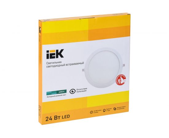 Светильник IEK ДВО 1609, белый, круг, LED, 24вт, 4000 К, IP20 LDVO0-1609-1-24-4000-K01 – изображение 2