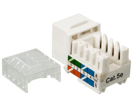Модуль TWT Keystone RJ45, Cat.5E, UTP, 90 градусов, белый TWT-OK45UTP/5E-WH – изображение 2