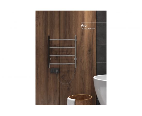 Полотенцесушитель INDIGO Arc electro 50/50, (скр.монтаж, унив.подкл.R/L, полиров.) LCAE50-50R – изображение 3