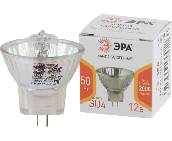 Галогенная лампа ЭРА GU4-MR11-50W-12V-30CL софитная, 50 Вт, нейтральный Б0044749 – изображение 3