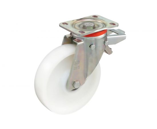 Колесо с вращающейся опорой, пластиной крепления и задним тормозом (200 мм; 750 кг) Tellure rota 686956 – изображение 3