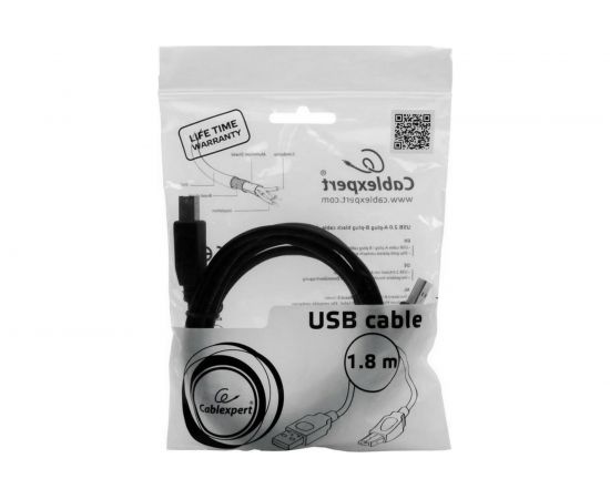 Кабель Cablexpert USB 2.0 Pro AM/BM, 1.8м, экран, черный, пакет CCP-USB2-AMBM-6 – изображение 3