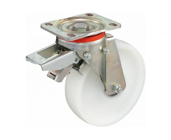 Колесо с вращающейся опорой, пластиной крепления и задним тормозом (200 мм; 750 кг) Tellure rota 686956 – изображение 4