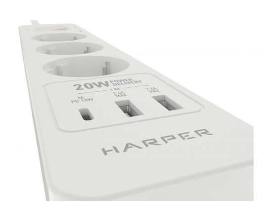 Удлинитель с USB зарядкой HARPER UCH-350 White PD3.0 H00002822 – изображение 4
