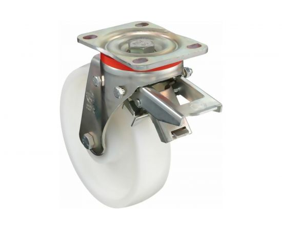 Колесо с вращающейся опорой, пластиной крепления и задним тормозом (200 мм; 750 кг) Tellure rota 686956 – изображение 5
