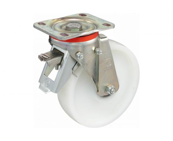 Колесо с вращающейся опорой, пластиной крепления и задним тормозом (200 мм; 750 кг) Tellure rota 686956 – изображение 6