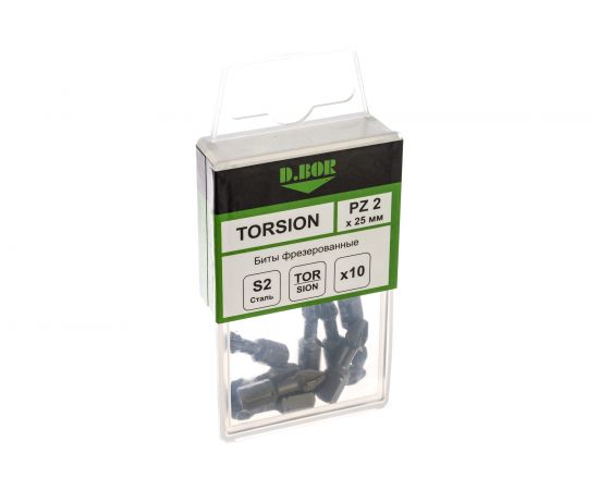 Биты фрезерованные (10 шт; Pz2; 25 мм; Torsion) D.BOR D-T-PZ02-025-010 – изображение 6