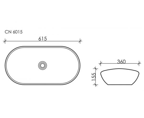 Умывальник чаша Ceramica Nova Element накладная, овальная 620х360х145 мм CN6015 – изображение 7