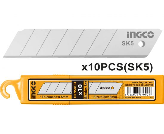 Лезвия для ножа (10 шт; 18х100 мм) INGCO HKNSB181 