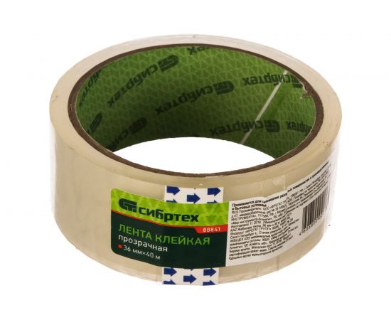 Клейкая лента СИБРТЕХ 36ммх40м прозрачный 88841 