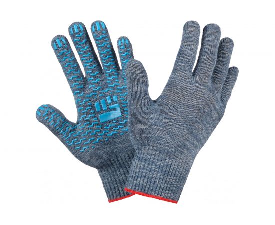 Трикотажные перчатки Фабрика перчаток, средние, с ПВХ, 10 класс, 4 нити, серые, р.М 4-10-СР-СЕР-(M) 