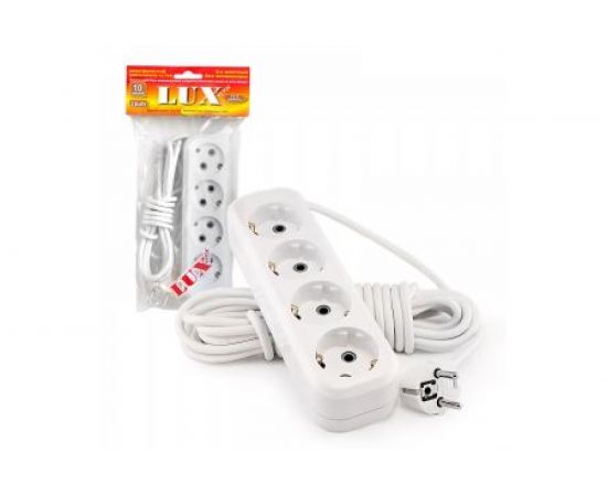 Четырехместный сетевой удлинитель с заземлением LUX У4-Е, 2м, 4606400414735 