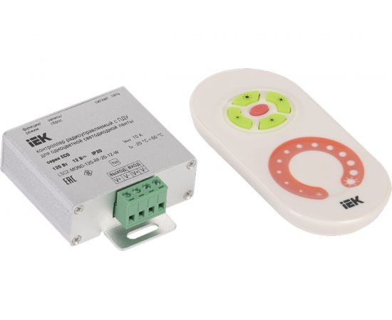 Контроллер с ПДУ IEK радио, MONO, 1 канал, 12В, 10А, 120Вт, белый LSC1-MONO-120-RF-20-12-W 