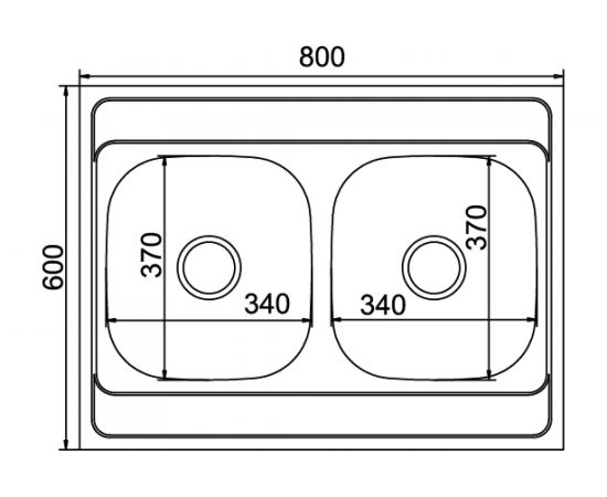 Мойка mixline 60х80х18 см, 0.6, 2 чаши, выпуск 3 1/2, с сифоном 528171 – изображение 2