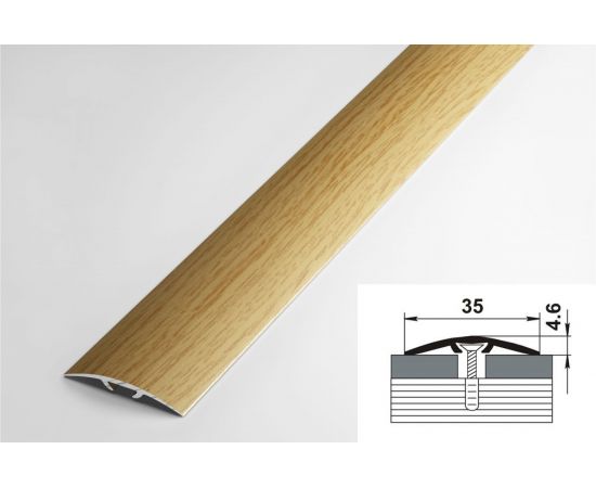 Порог прямой скрытый алюминиевый (35 мм; 0.9 м; декоративный; дуб универсал) Лука 00000001405 – изображение 2